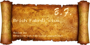 Brich Fabrícius névjegykártya